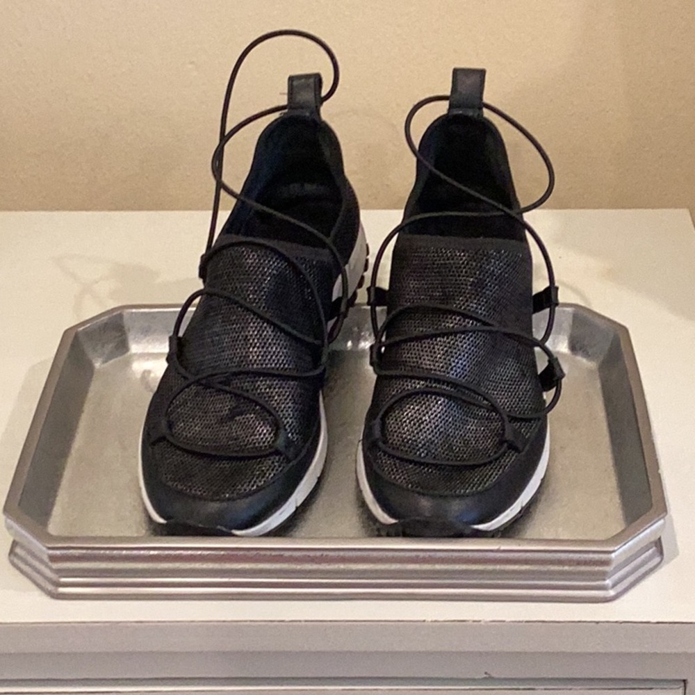 Jimmy Choo Black Athletic Shoes with Knit Upper and Chunky Midsole